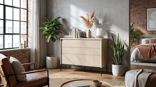 Wizualizacja fotela w nowoczesnym salonie (aranżacja AI)